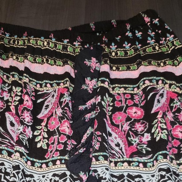 new high-low asymetrical floral rufle long boho skirt S-M - Picture 2 of 8